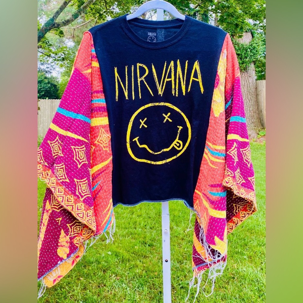 NWOT OOAK Upcycled Nirvana Kantha Top Poncho One Size Fits Most